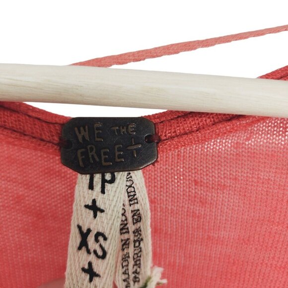 Free People Never Give Up Top Womens Size XS Oversized Orange/Red - Picture 3 of 6